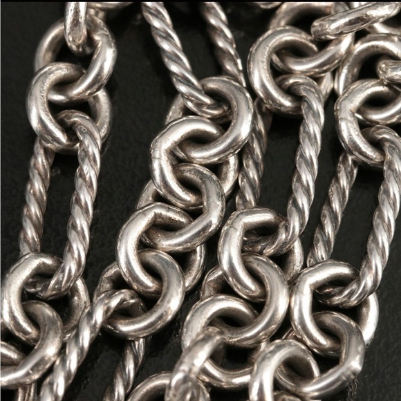 David Yurman Sterling Silver and 18K Yellow Gold Cable Figaro Heart Necklace - Picture 4 of 7